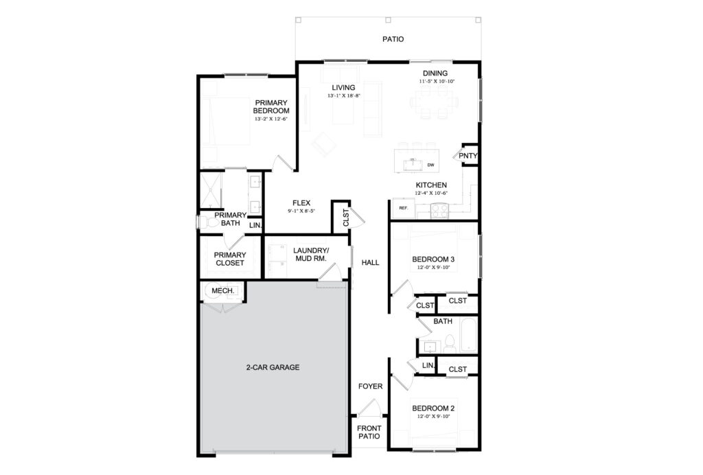 Dawson 3-bedroom home for rent - floor plan